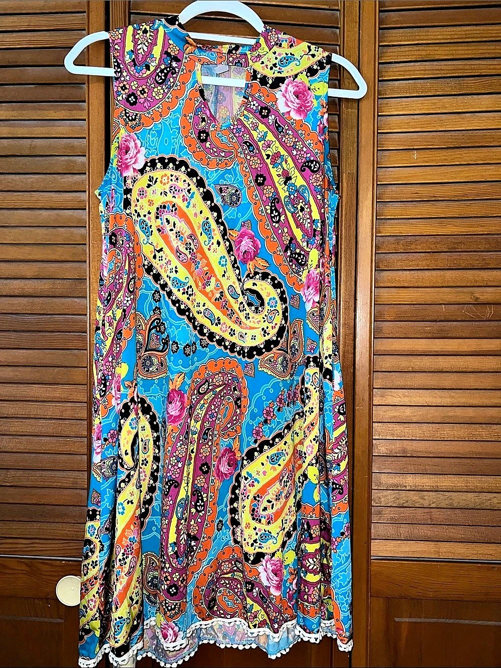 Papillon Paisley Maxi Dress in Blue & Pink Size Medium